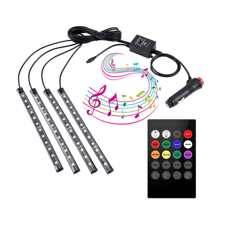 DC5V 222mm Car Atmosphere LED Light Bar Kit Foot Atmosphere High Flexible LED Lighting Multicolor With RGB Music Rhythm Welcome Light Bar